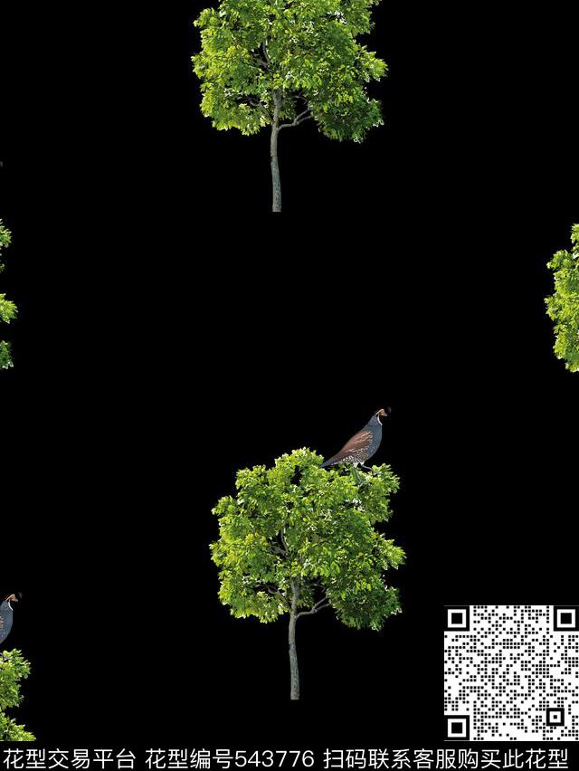 潮流男装抽象男装花鸟数码印花华亿平台下载（图片编号: 543776） - 瓦栏（Walan）