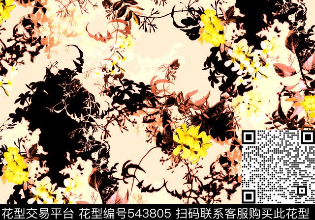 花卉花草花丛数码印花华亿平台下载（图片编号: 543805） - 瓦栏（Walan）