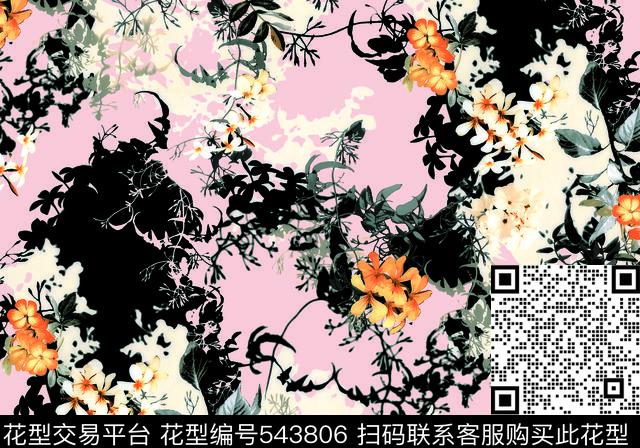 花卉花草花丛数码印花华亿平台下载（图片编号: 543806） - 瓦栏（Walan）