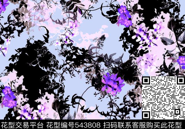 花卉花草花丛数码印花华亿平台下载（图片编号: 543808） - 瓦栏（Walan）