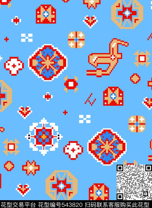 华伦几何传统印花华亿平台下载（图片编号: 543820） - 瓦栏（Walan）