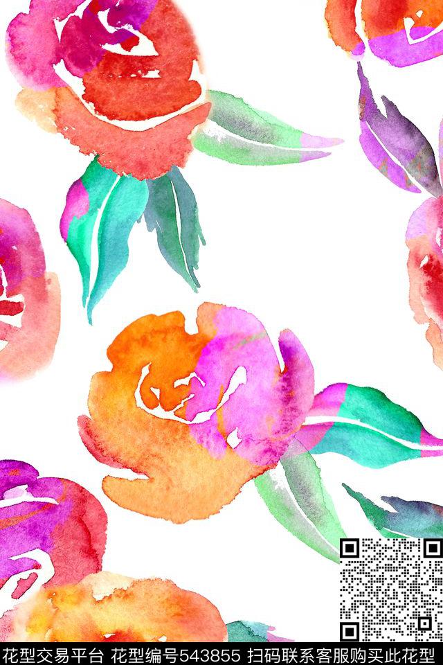 花卉渐变女装传统印花华亿平台下载（图片编号: 543855） - 瓦栏（Walan）