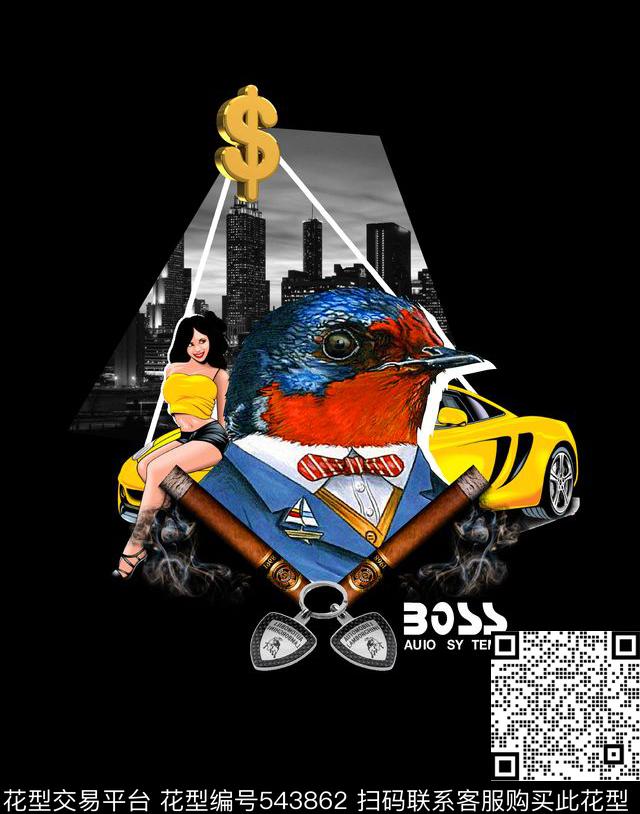 趣味卡通男装个性潮流数码印花华亿平台下载（图片编号: 543862） - 瓦栏（Walan）