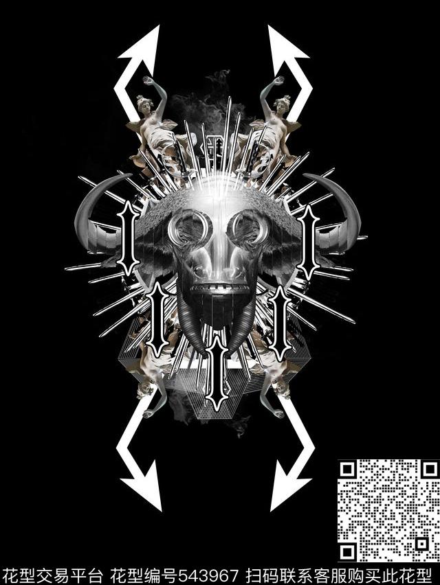 T恤暗黑美学潮牌数码印花华亿平台下载（图片编号: 543967） - 瓦栏（Walan）