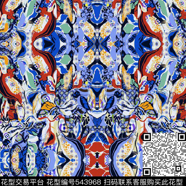 休闲花卉抽象彩色花几何底纹传统印花华亿平台下载（图片编号: 543968） - 瓦栏（Walan）