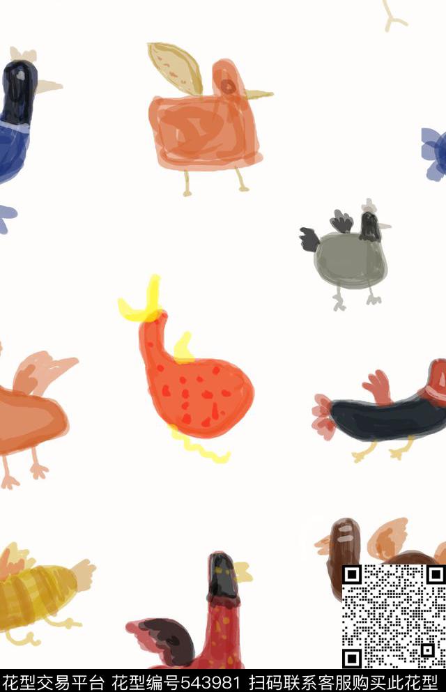 卡通动物卫衣传统印花华亿平台下载（图片编号: 543981） - 瓦栏（Walan）