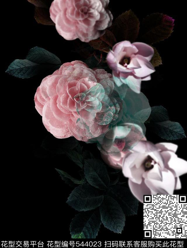 定位花卉立体数码印花华亿平台下载（图片编号: 544023） - 瓦栏（Walan）