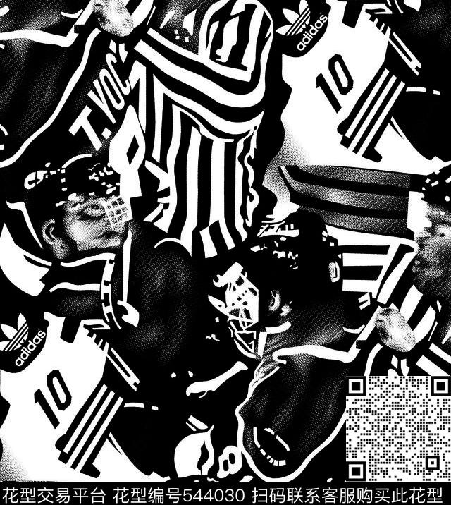 抽象人物黑白传统印花华亿平台下载（图片编号: 544030） - 瓦栏（Walan）