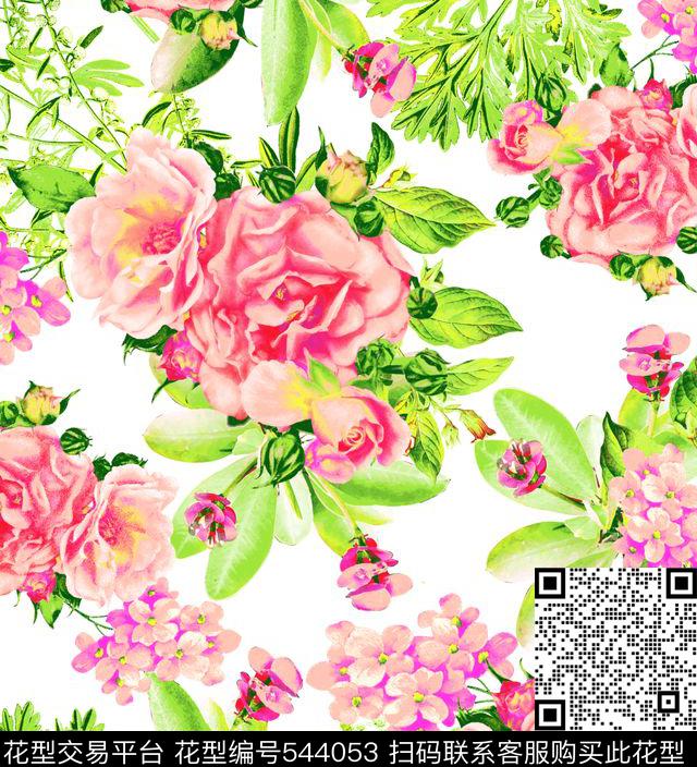 清新玫瑰效果华亿平台时尚泳装时尚童装数码印花华亿平台下载（图片编号: 544053） - 瓦栏（Walan）