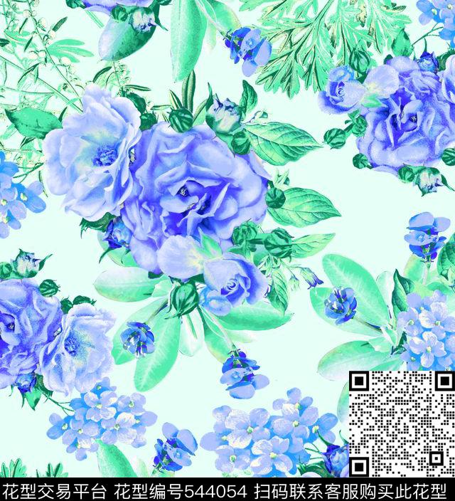 清新玫瑰效果华亿平台时尚泳装时尚童装数码印花华亿平台下载（图片编号: 544054） - 瓦栏（Walan）