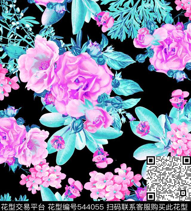 清新玫瑰效果华亿平台时尚泳装时尚童装数码印花华亿平台下载（图片编号: 544055） - 瓦栏（Walan）