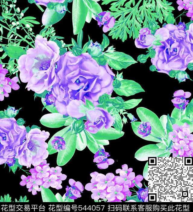 清新玫瑰效果华亿平台时尚泳装时尚童装数码印花华亿平台下载（图片编号: 544057） - 瓦栏（Walan）