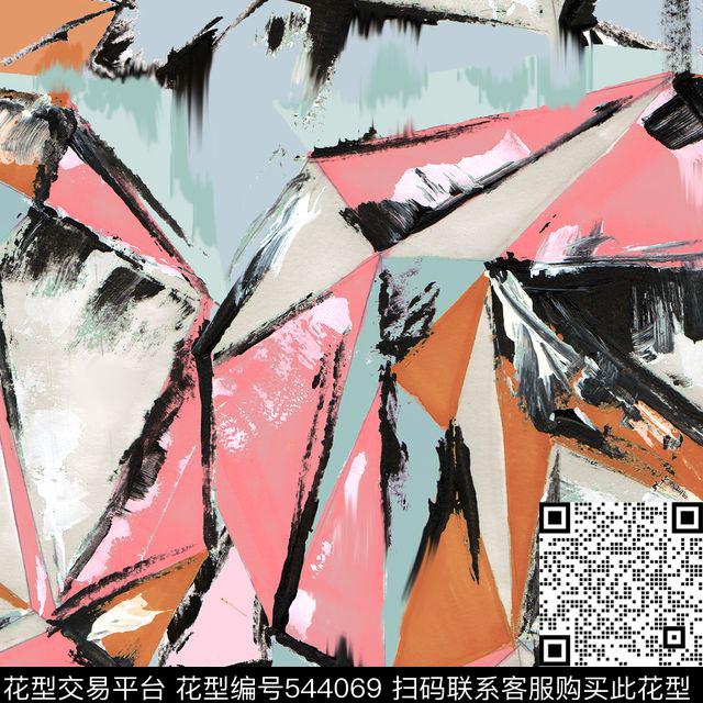 抽象几何画数码印花华亿平台下载（图片编号: 544069） - 瓦栏（Walan）