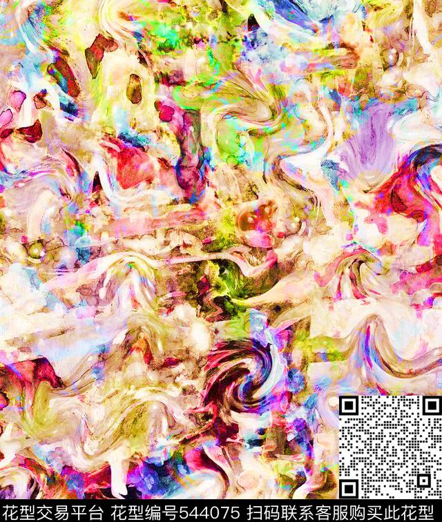 风景潮流时尚大牌手绘抽象自然景观纹理数码印花华亿平台下载（图片编号: 544075） - 瓦栏（Walan）