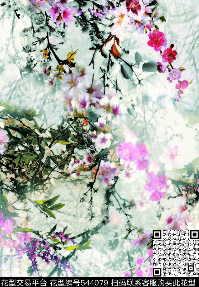 梦幻花卉花丛花草数码印花华亿平台下载（图片编号: 544079） - 瓦栏（Walan）