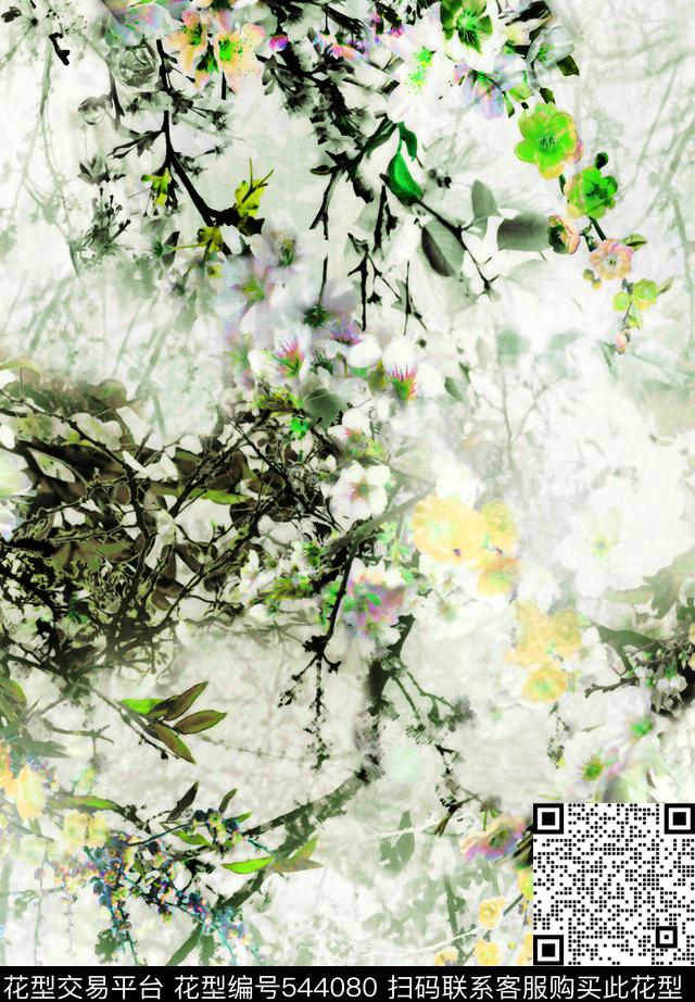 梦幻花卉花丛花草数码印花华亿平台下载（图片编号: 544080） - 瓦栏（Walan）
