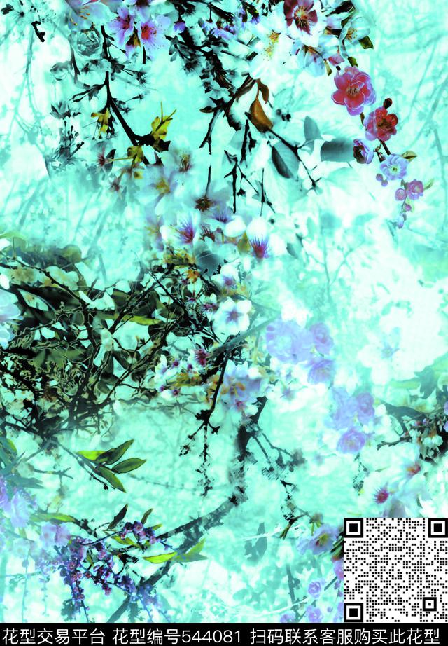 梦幻花卉花丛花草数码印花华亿平台下载（图片编号: 544081） - 瓦栏（Walan）