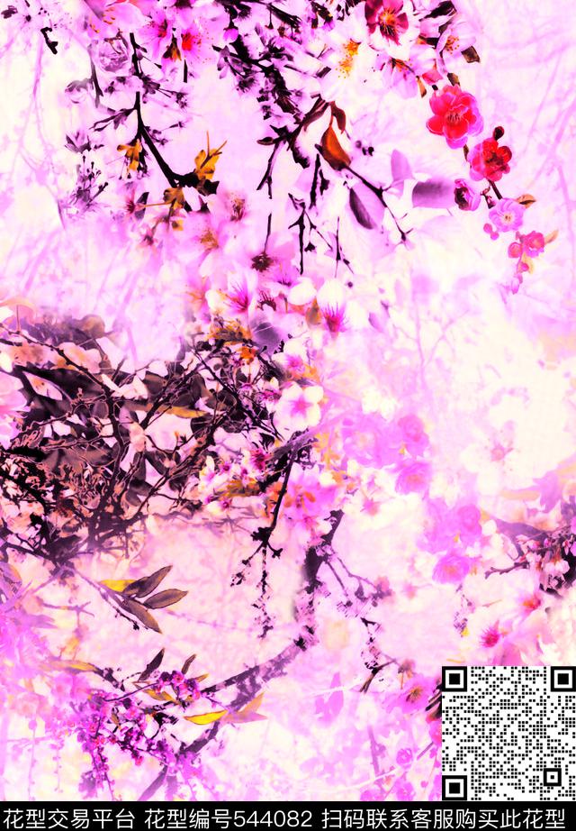 梦幻花卉花丛花草数码印花华亿平台下载（图片编号: 544082） - 瓦栏（Walan）