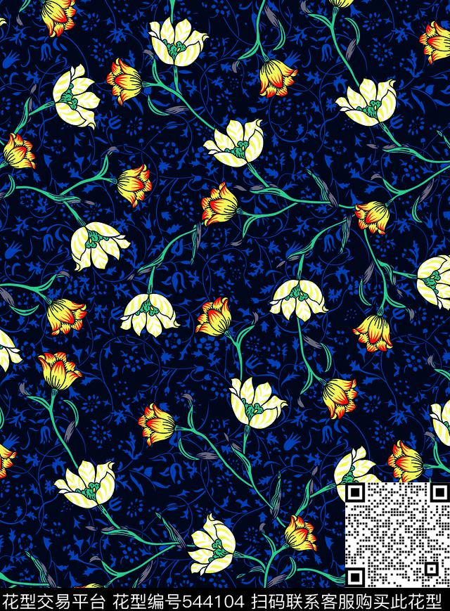 复古花纹小花朵花卉传统印花华亿平台下载（图片编号: 544104） - 瓦栏（Walan）