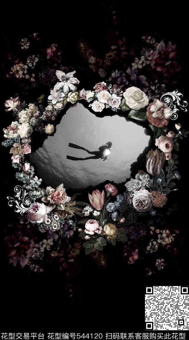 创意油画花卉数码印花华亿平台下载（图片编号: 544120） - 瓦栏（Walan）