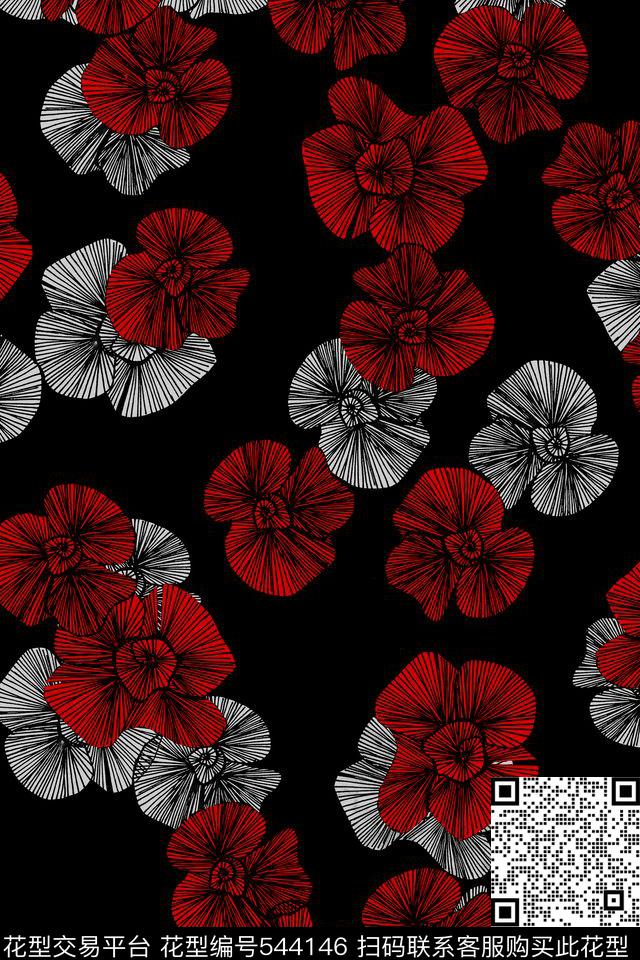 服装面料华亿平台手绘传统花卉休闲时尚水彩复古民族手绘传统印花华亿平台下载（图片编号: 544146） - 瓦栏（Walan）