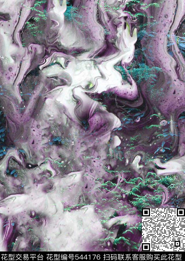 抽象烟雾森林数码印花华亿平台下载（图片编号: 544176） - 瓦栏（Walan）