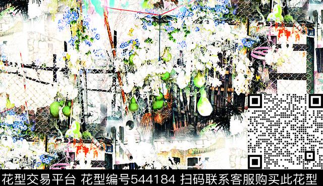 田园写意山水画彩绘书画数码印花华亿平台下载（图片编号: 544184） - 瓦栏（Walan）