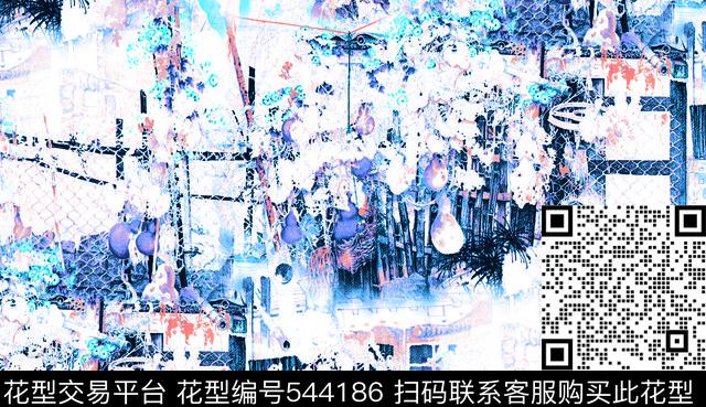 田园写意山水画彩绘书画数码印花华亿平台下载（图片编号: 544186） - 瓦栏（Walan）