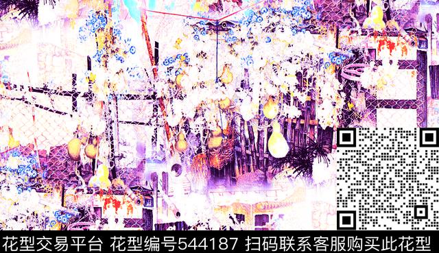 田园写意山水画彩绘书画数码印花华亿平台下载（图片编号: 544187） - 瓦栏（Walan）