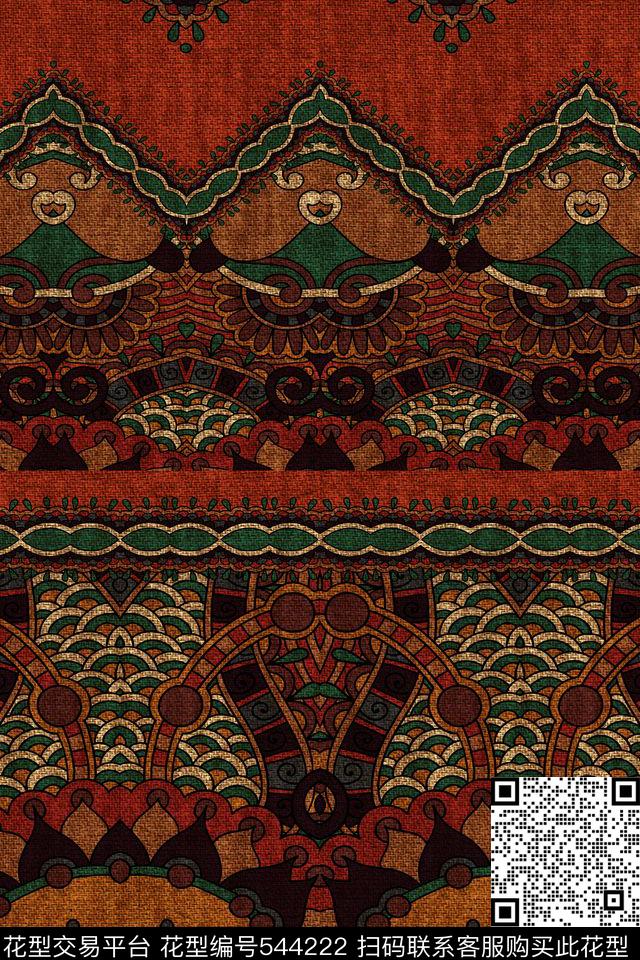 民族原创民族图腾系列数码印花华亿平台下载（图片编号: 544222） - 瓦栏（Walan）
