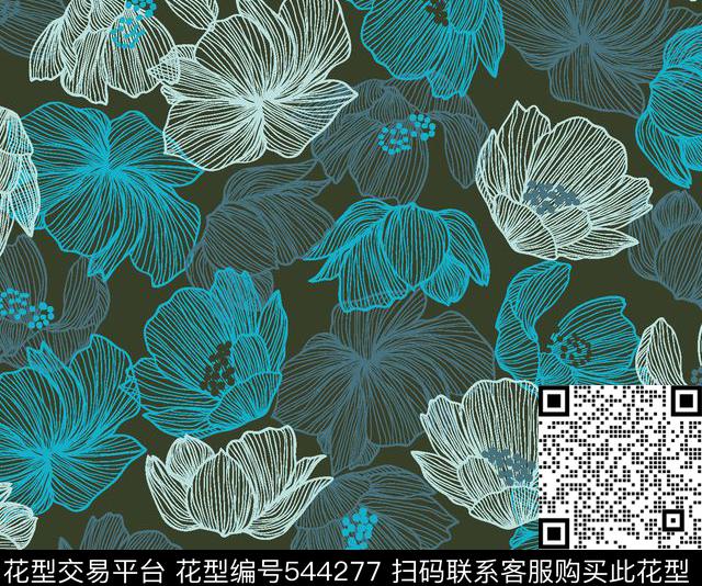 花卉线条服装传统印花华亿平台下载（图片编号: 544277） - 瓦栏（Walan）