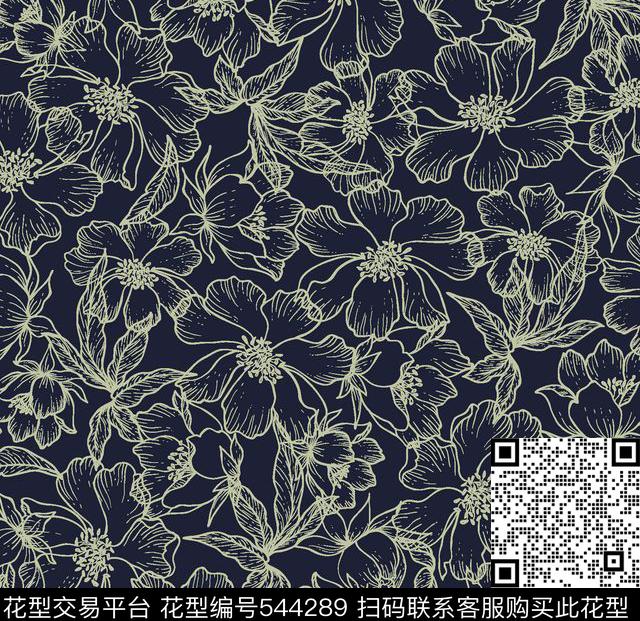 花卉线条服装传统印花华亿平台下载（图片编号: 544289） - 瓦栏（Walan）