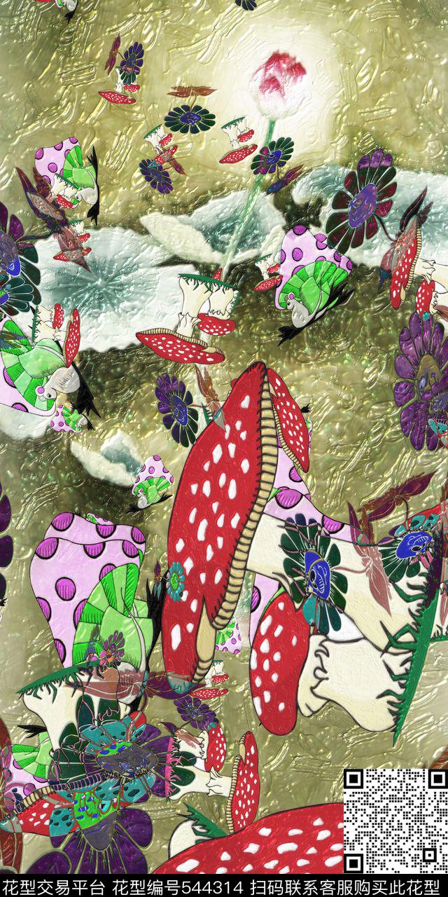 休闲风花卉风景定位花数码印花华亿平台下载（图片编号: 544314） - 瓦栏（Walan）