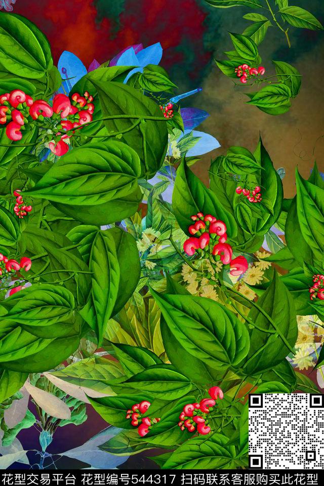 花卉风景家纺男女混搭数码印花华亿平台下载（图片编号: 544317） - 瓦栏（Walan）