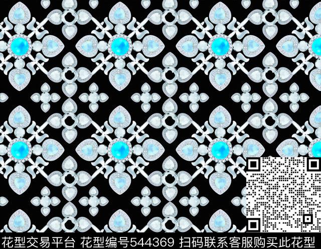 钻石几何花抽象花卉原创花卉数码印花华亿平台下载（图片编号: 544369） - 瓦栏（Walan）