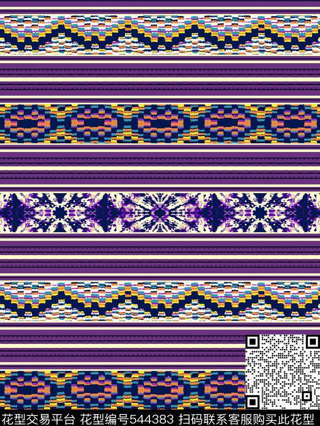 波点对称竖条传统印花华亿平台下载（图片编号: 544383） - 瓦栏（Walan）