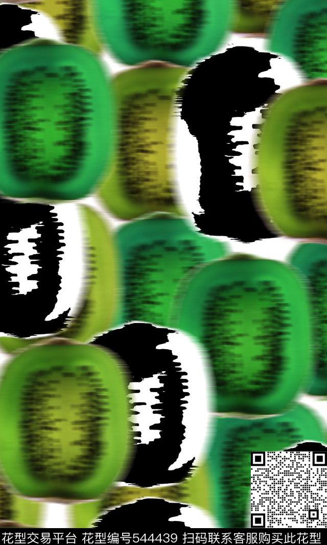 黑白水彩结合水果写意传统印花华亿平台下载（图片编号: 544439） - 瓦栏（Walan）