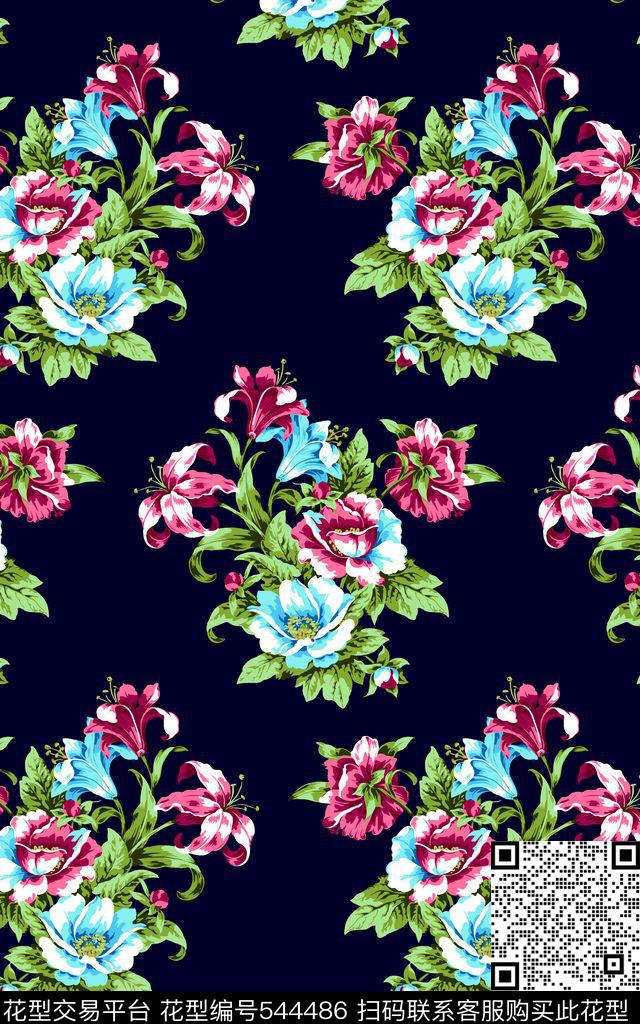 简约花卉0分色区小碎花卉传统印花华亿平台下载（图片编号: 544486） - 瓦栏（Walan）