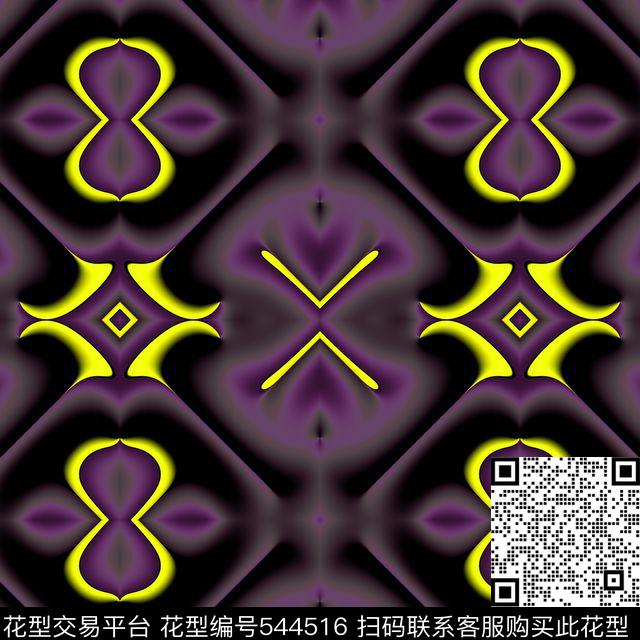 潮流男装对称几何花卉服装花卉数码印花华亿平台下载（图片编号: 544516） - 瓦栏（Walan）