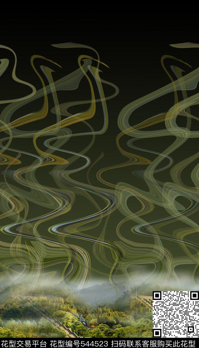 潮流风景渐变数码印花华亿平台下载（图片编号: 544523） - 瓦栏（Walan）