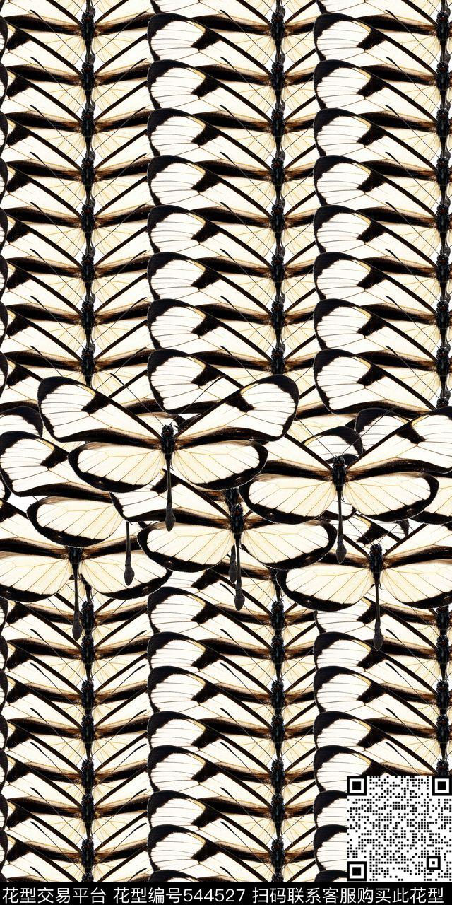 流行时尚蜻蜓叠加印花数码印花华亿平台下载（图片编号: 544527） - 瓦栏（Walan）