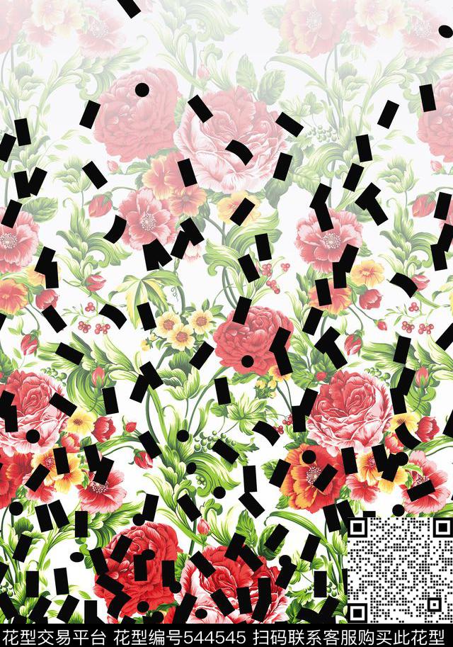 复古定位渐变女装花卉古典中国风流行时尚花卉传统印花华亿平台下载（图片编号: 544545） - 瓦栏（Walan）
