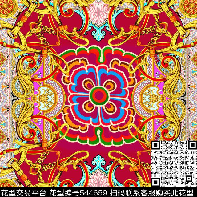 潮流大牌方巾数码印花华亿平台下载（图片编号: 544659） - 瓦栏（Walan）