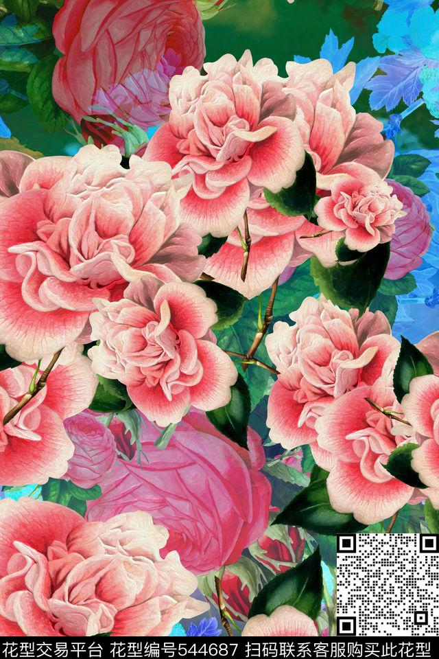 花卉风景肌理女装丝巾长巾家纺数码印花华亿平台下载（图片编号: 544687） - 瓦栏（Walan）