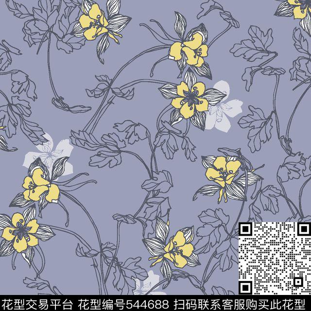花卉叶子服装传统印花华亿平台下载（图片编号: 544688） - 瓦栏（Walan）