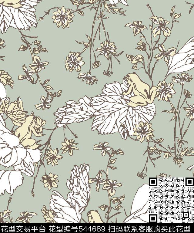 青蛙荷叶服装传统印花华亿平台下载（图片编号: 544689） - 瓦栏（Walan）