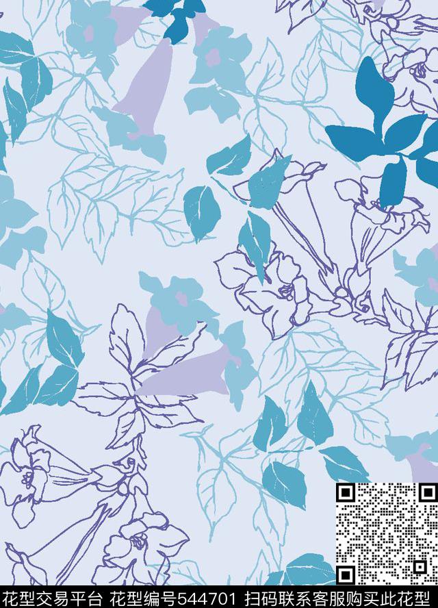 花卉线条服装传统印花华亿平台下载（图片编号: 544701） - 瓦栏（Walan）