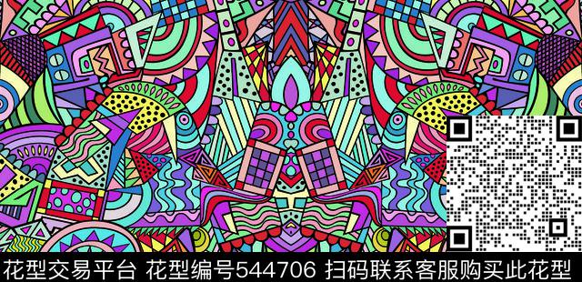 彩色几何线条传统印花华亿平台下载（图片编号: 544706） - 瓦栏（Walan）