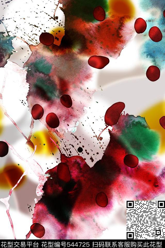 抽象泼墨晕染数码印花华亿平台下载（图片编号: 544725） - 瓦栏（Walan）