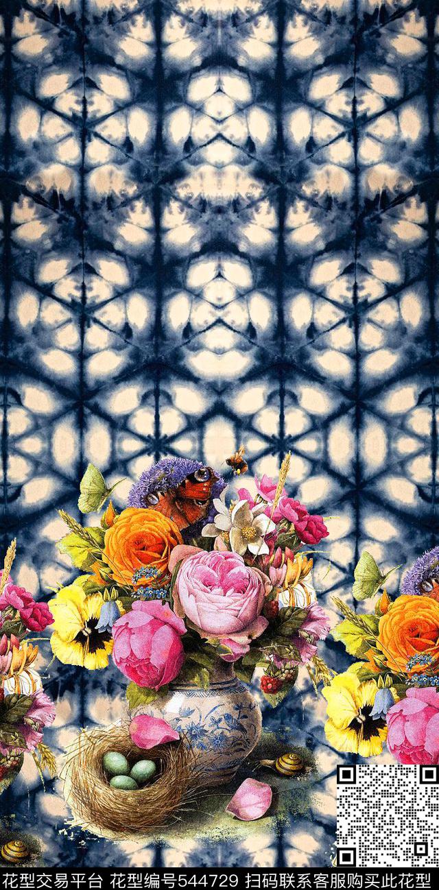 潮流女装复古风格趣味花鸟数码印花华亿平台下载（图片编号: 544729） - 瓦栏（Walan）